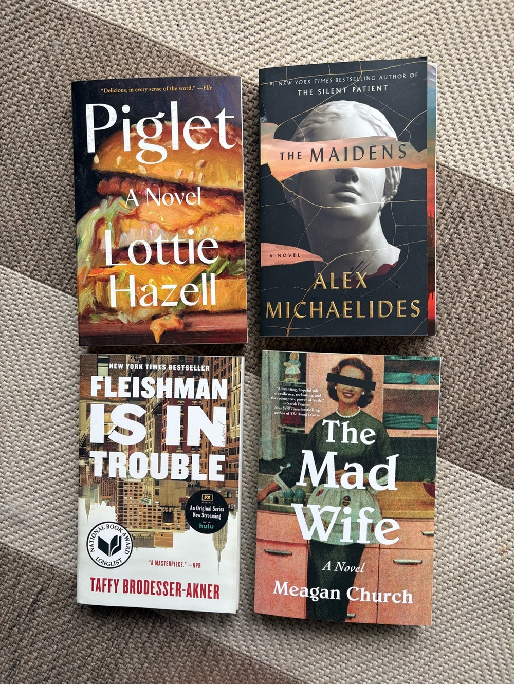 Set of 4 Contemporary Paperback Novels in Neutral Tones